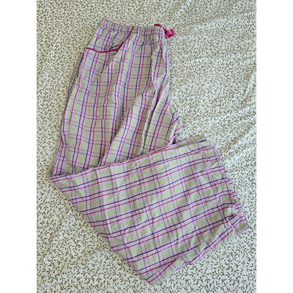 Lavender, Green and Pink Plaid Cotton Pajama Pants